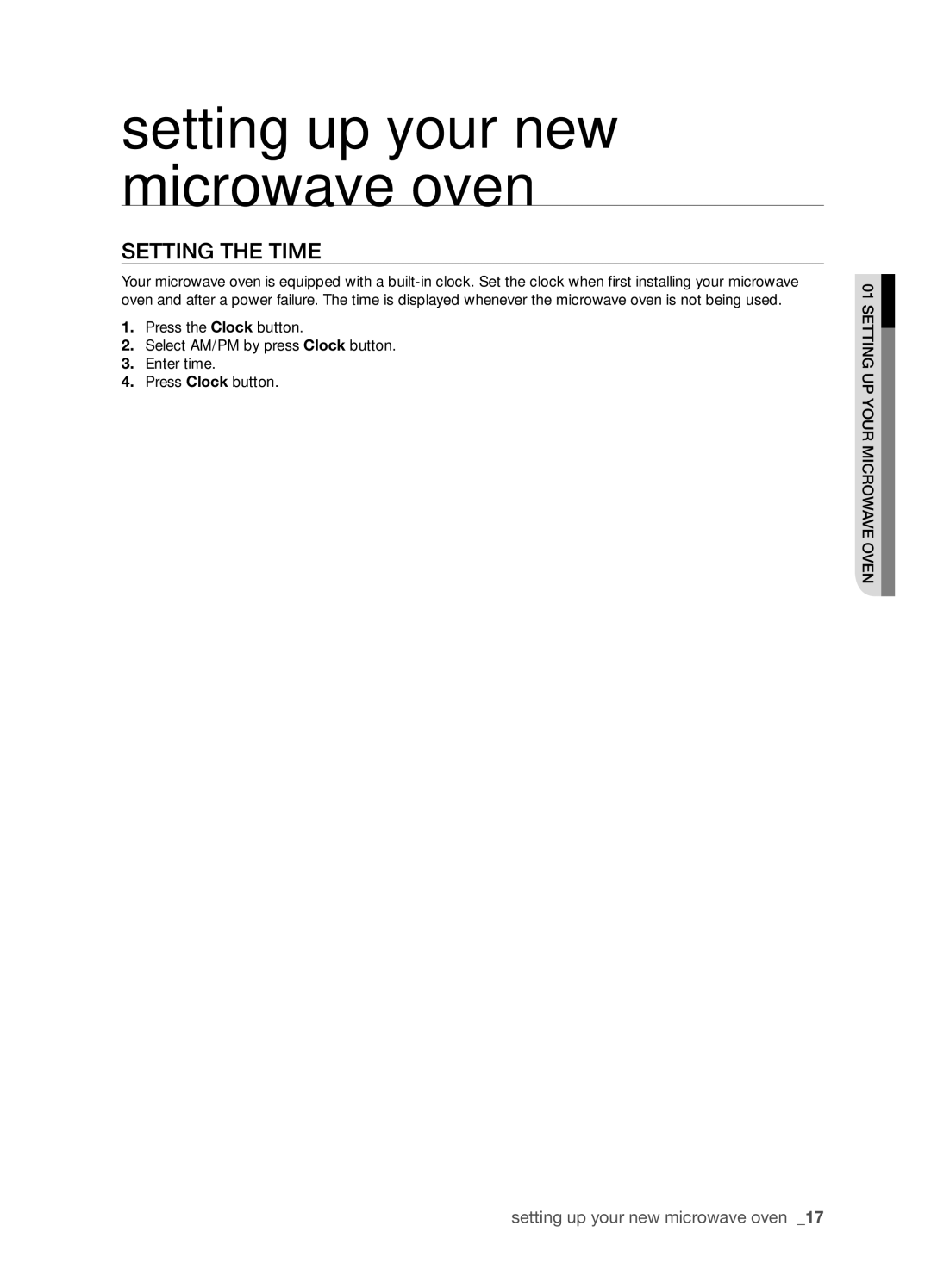 Samsung SMH8165STG user manual Setting the time 