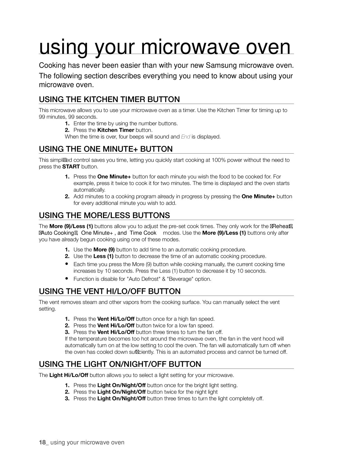 Samsung SMH8165STG user manual Using your microwave oven 