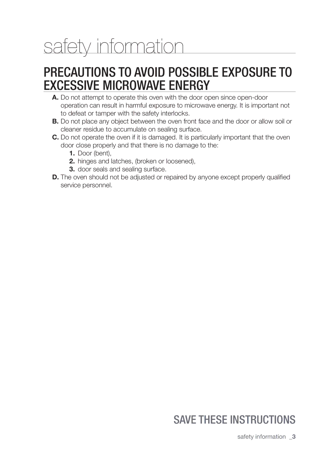 Samsung SMH8165STG user manual Safety information 