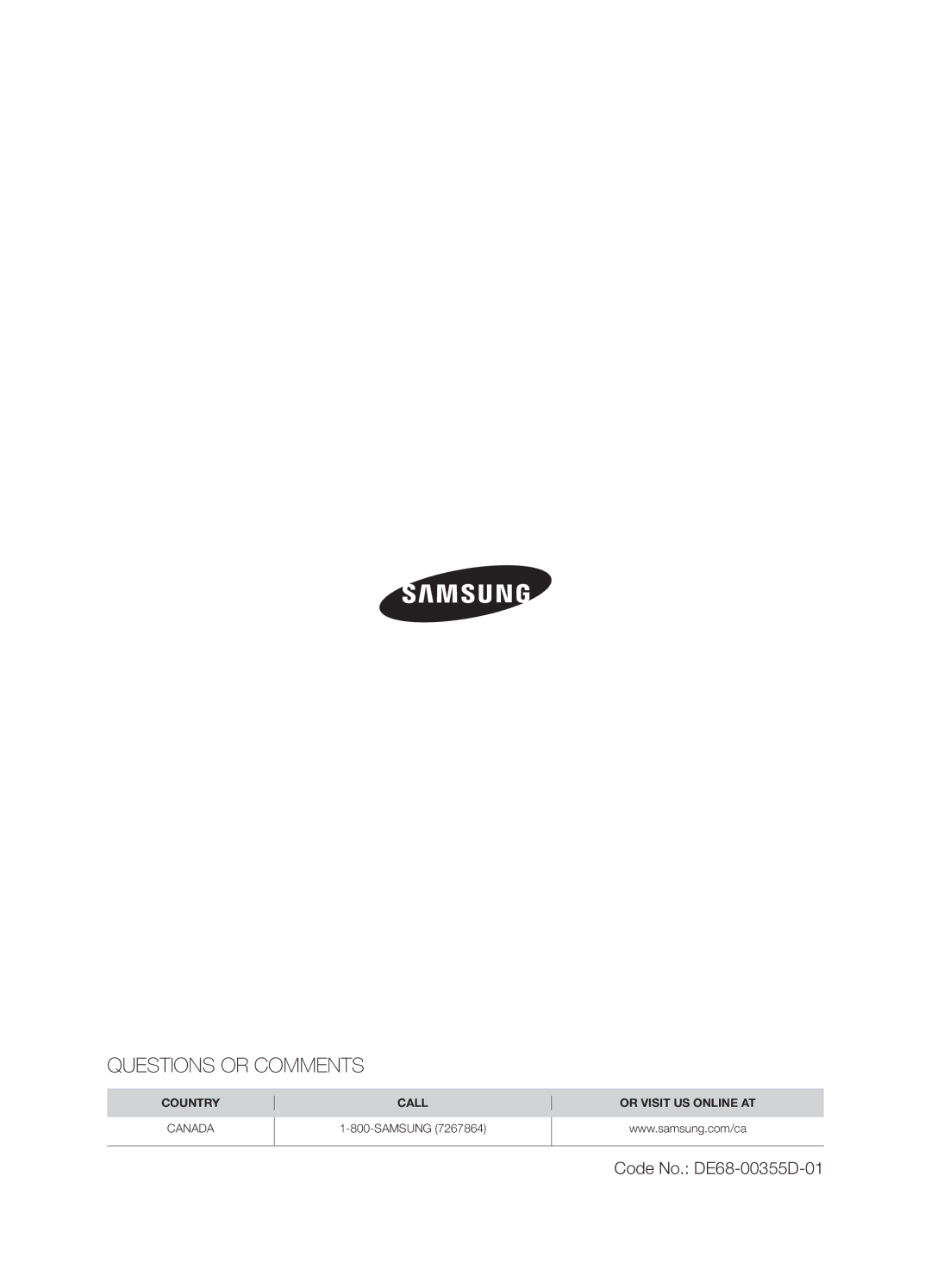 Samsung SMH8165STG user manual Questions or Comments 