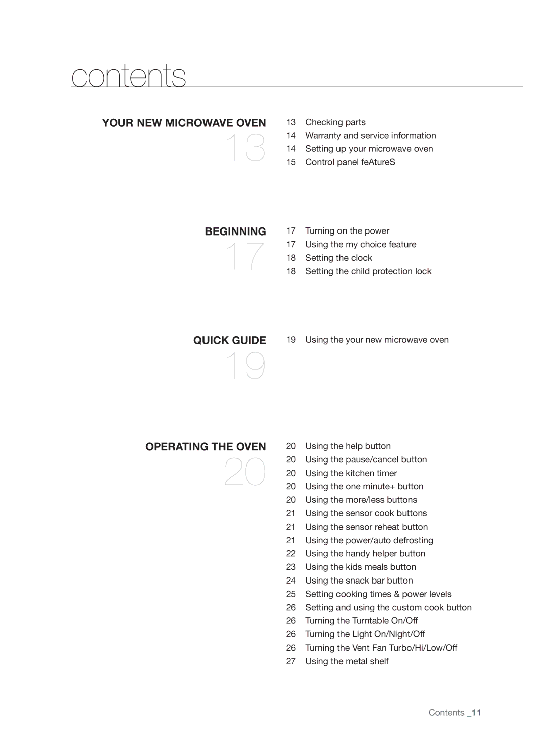 Samsung SHM8187WG, SMH8187STG, SMH8187BG user manual Contents 