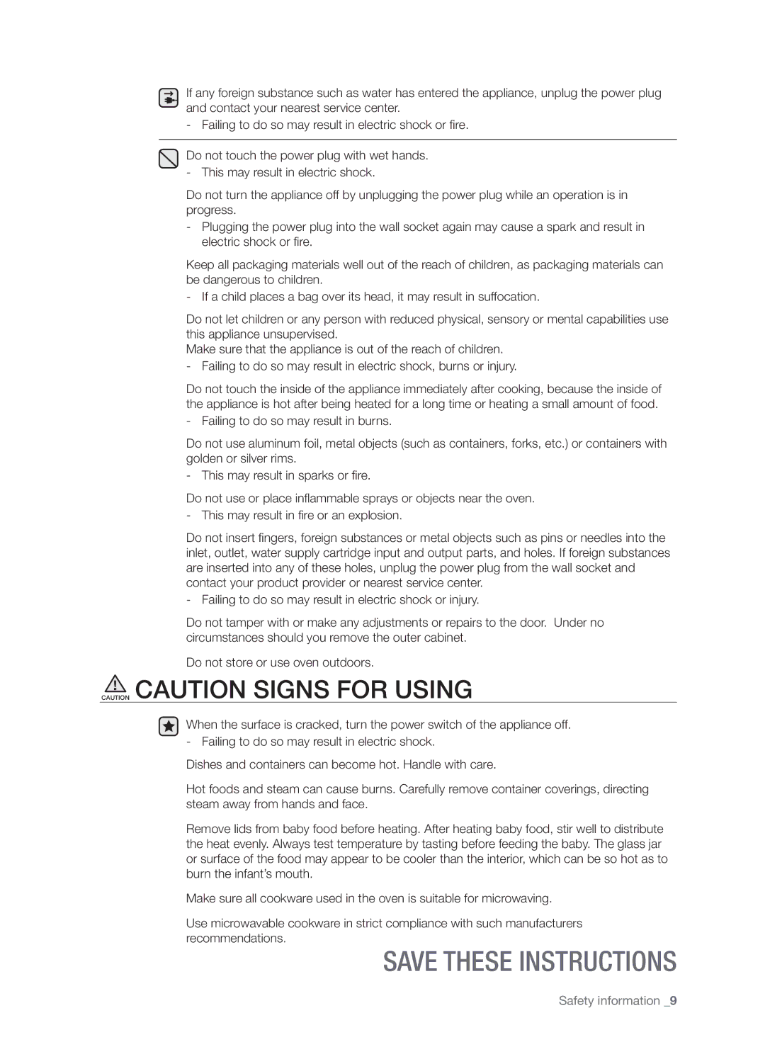 Samsung SMH8187STG, SMH8187BG, SHM8187WG user manual Safety information 