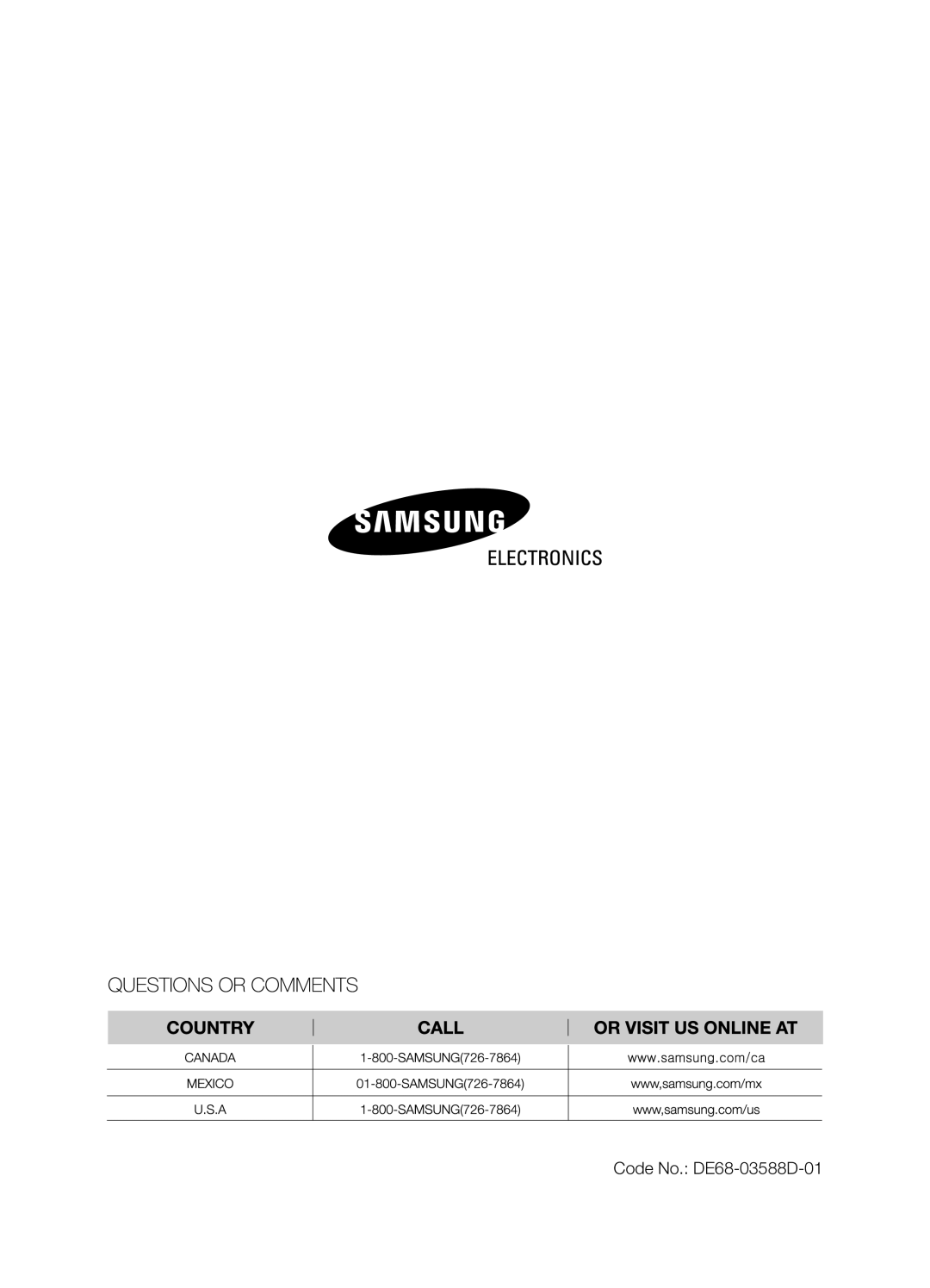 Samsung SMH9151B user manual Code No. DE68-03588D-01 