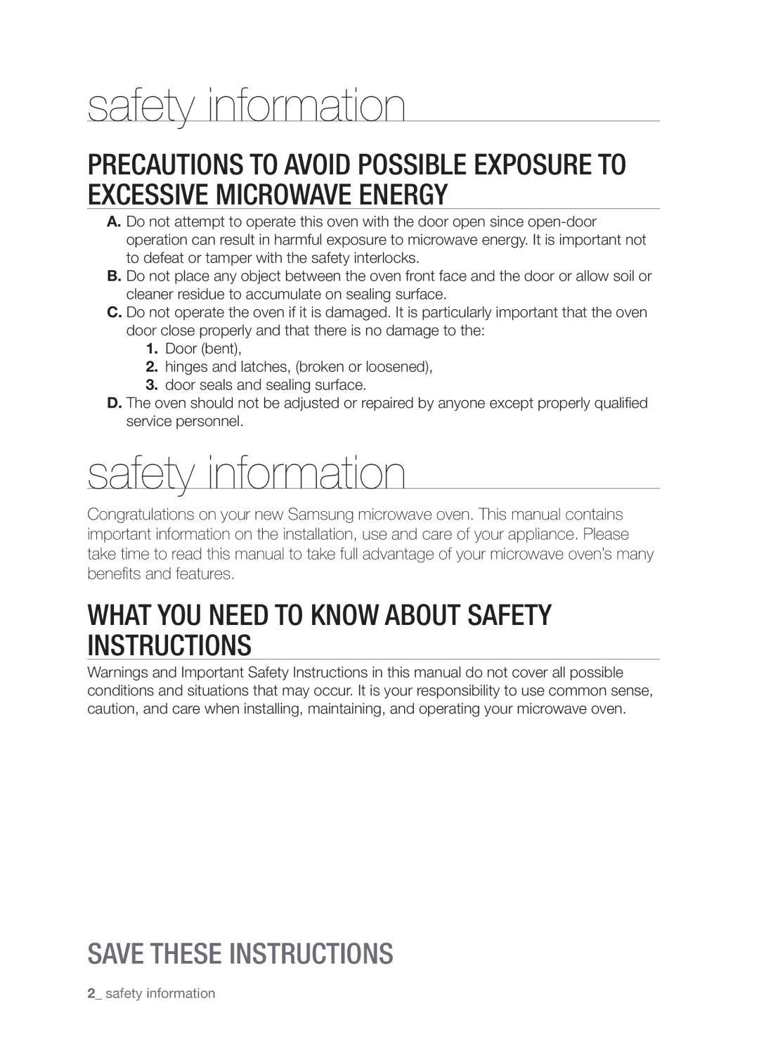 Samsung SMH9187W user manual Safety information 