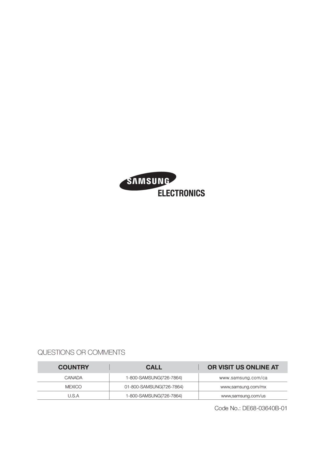 Samsung SMH9187W user manual Code No. DE68-03640B-01 