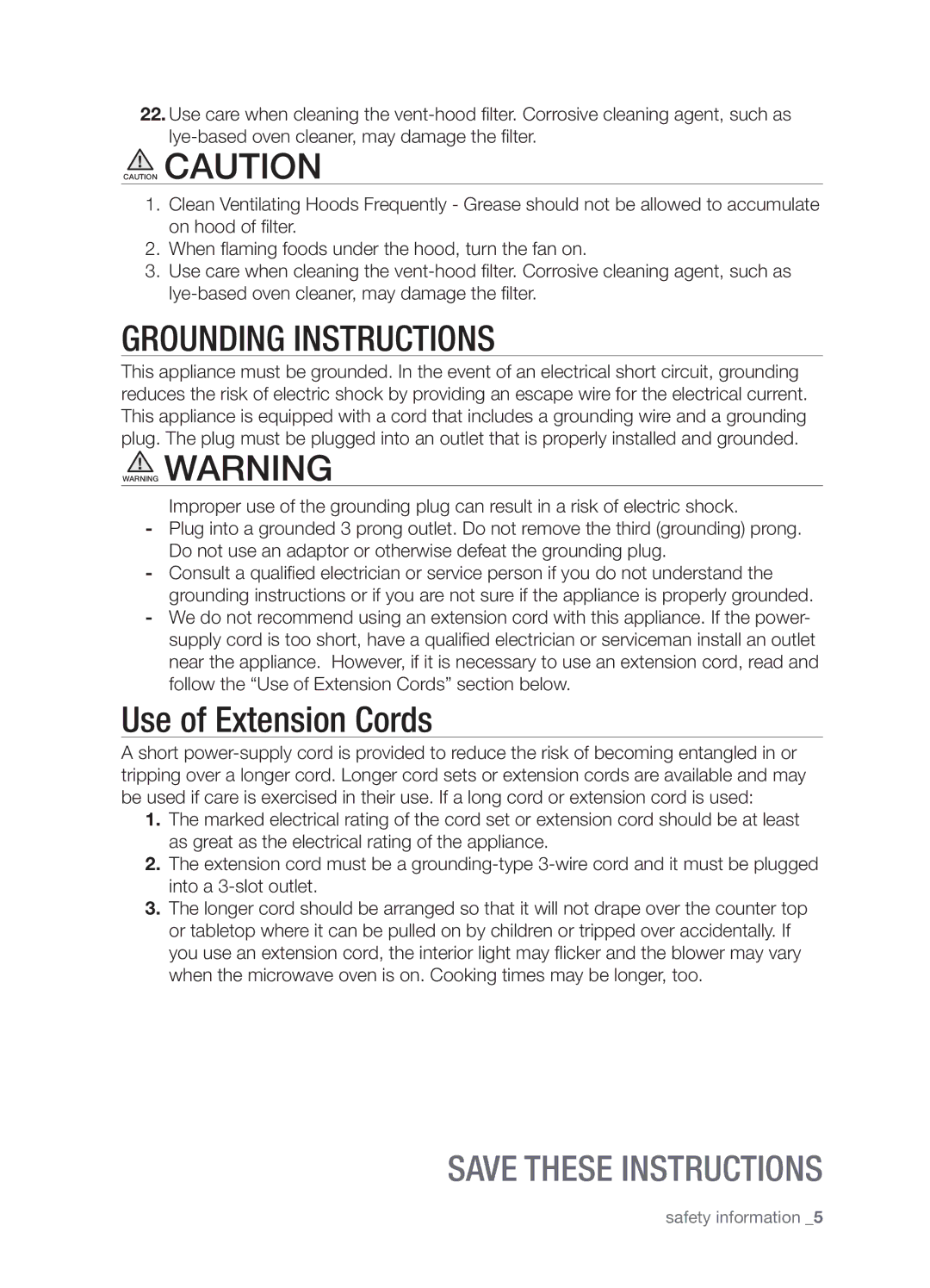 Samsung SMH9187W user manual Grounding Instructions 