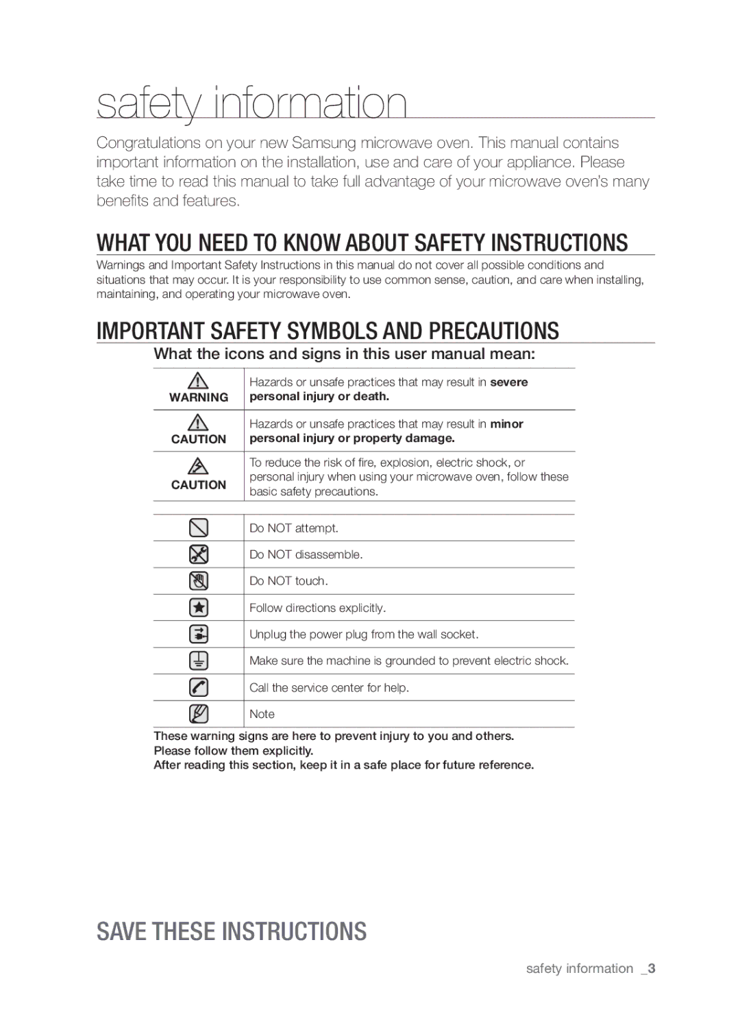 Samsung SMH9207 user manual Safety information 