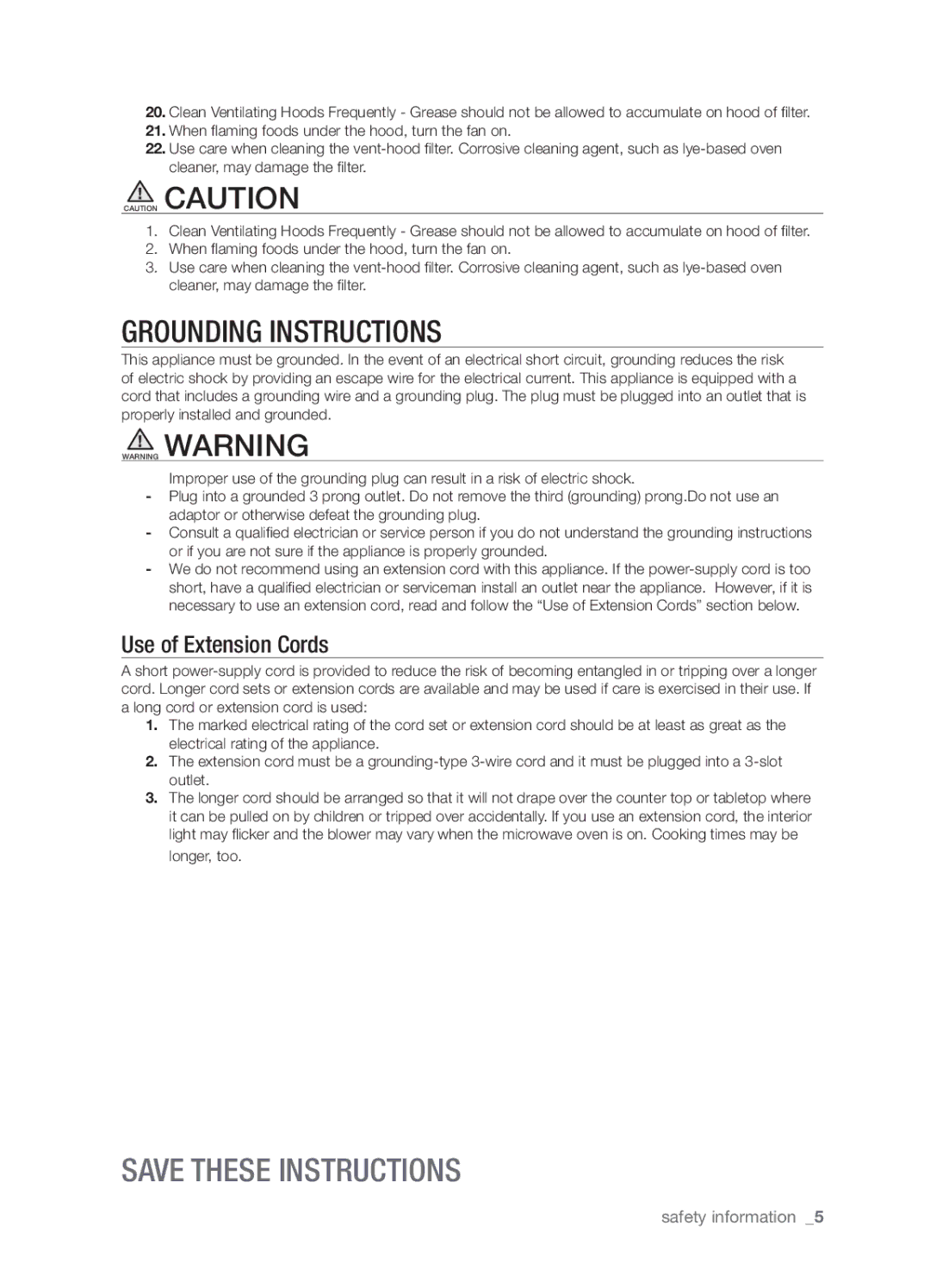 Samsung SMH9207 user manual Grounding Instructions 