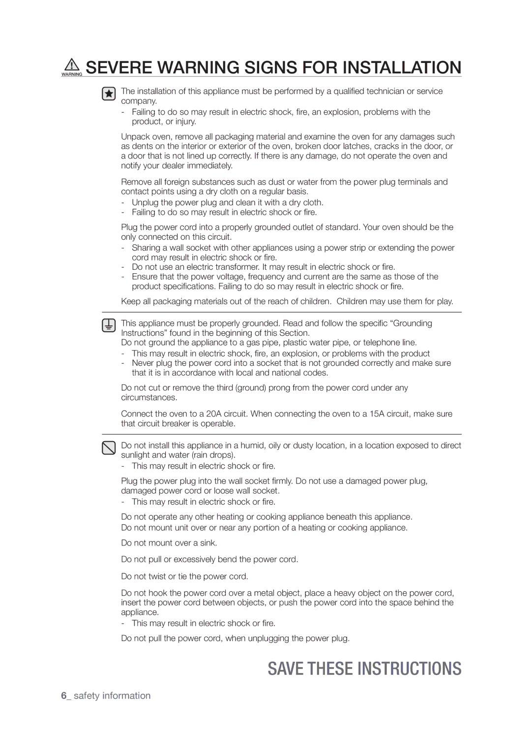 Samsung SMH9207 user manual Safety information 