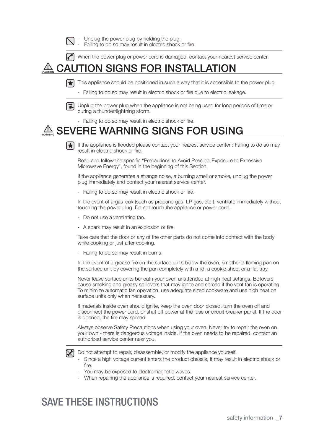 Samsung SMH9207 user manual Safety information 