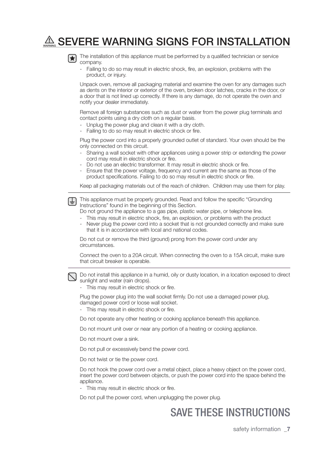 Samsung SMK9175ST user manual Safety information 