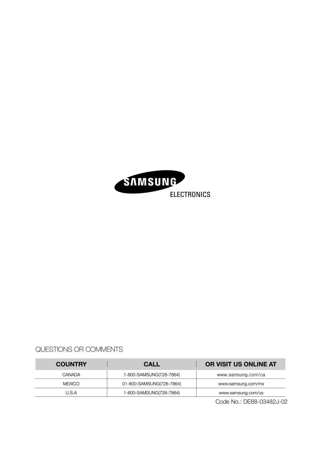 Samsung SMK9175ST user manual Code No. DE68-03482J-02 