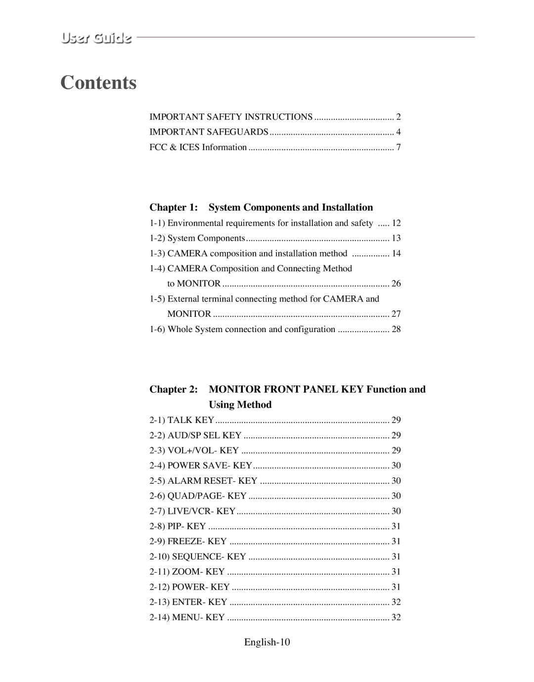 Samsung SMO-120P/UMG manual Contents 