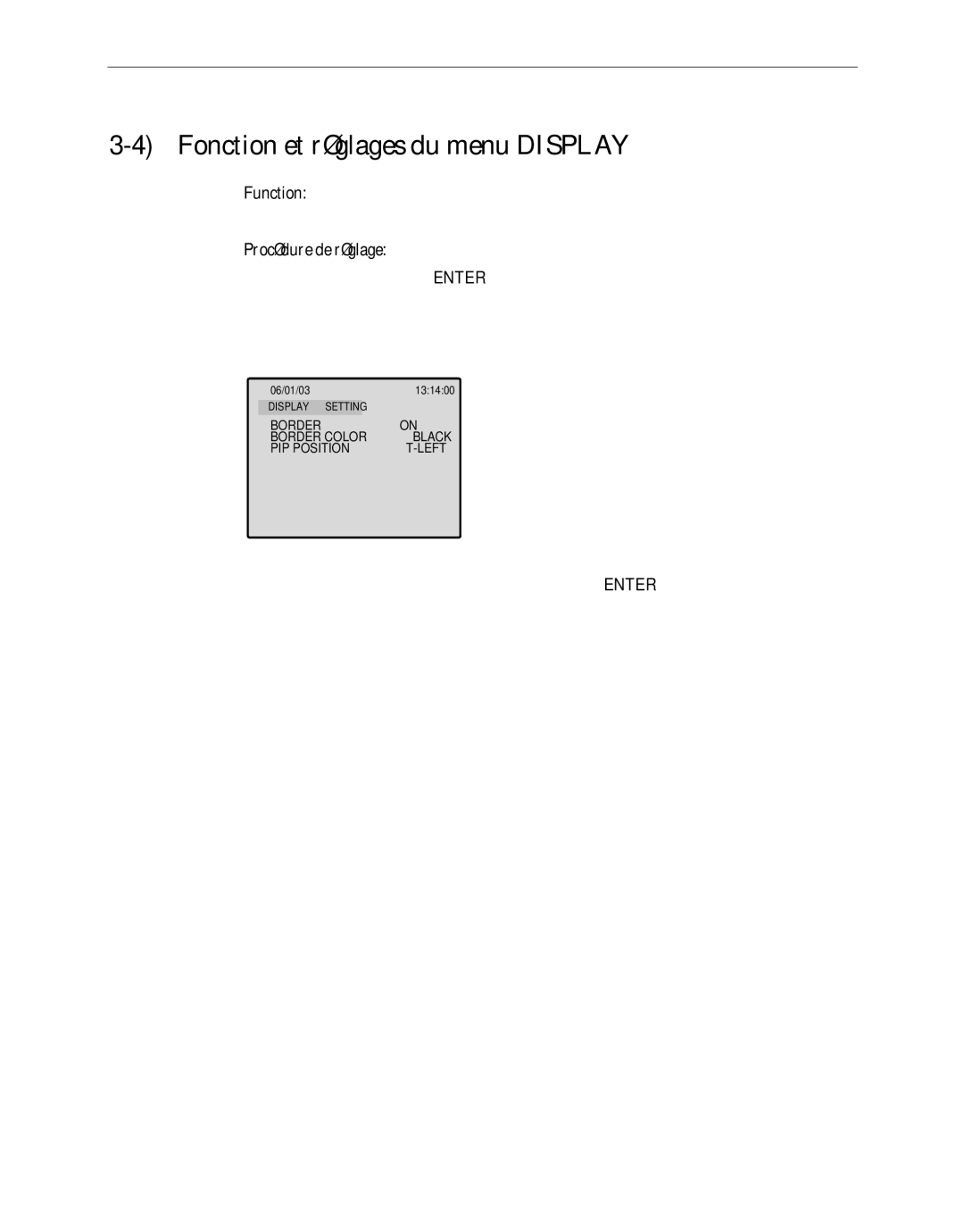 Samsung SMO-120P manual Fonction et réglages du menu Display, Français-33 