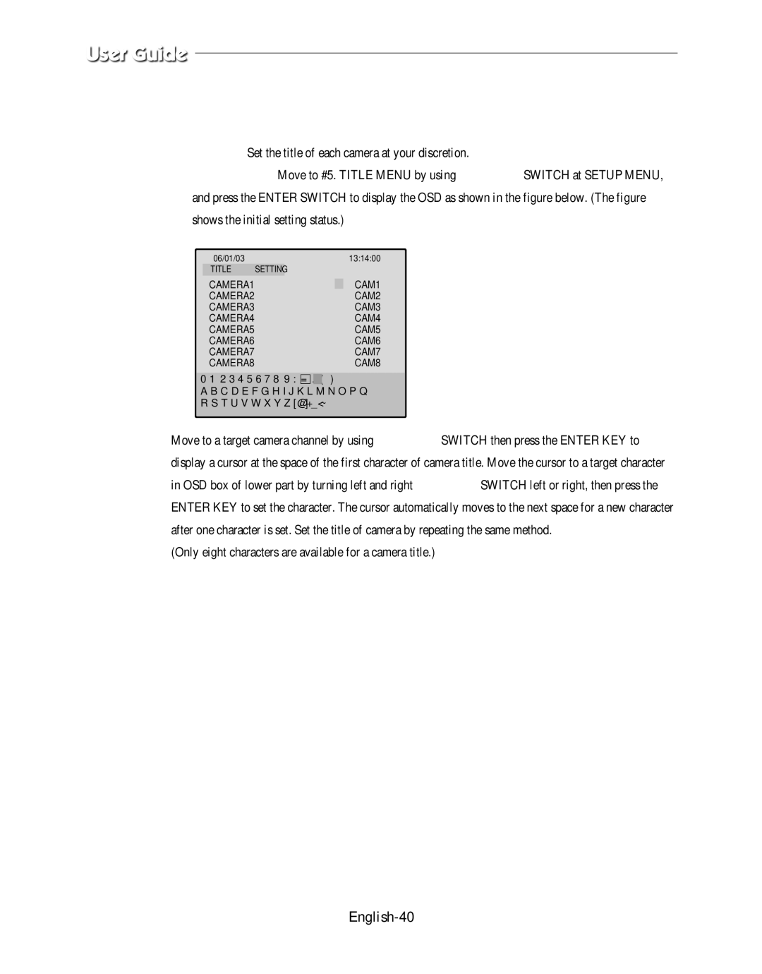 Samsung SMO-150QPV, SMO-150QP/UMG manual Title Menu Function setting, English-40 