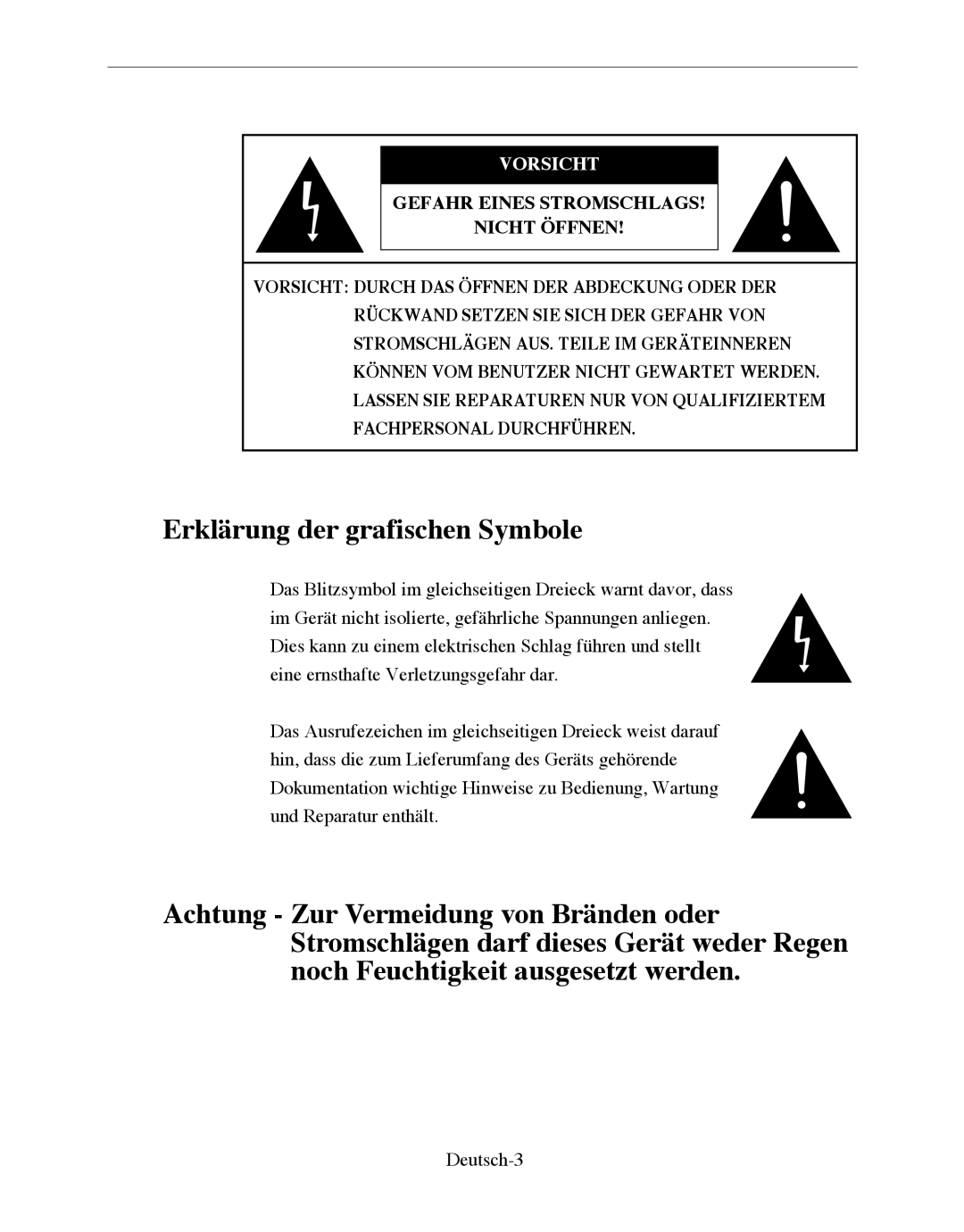 Samsung SMO-150QPV manual Vorsicht, Deutsch-3 