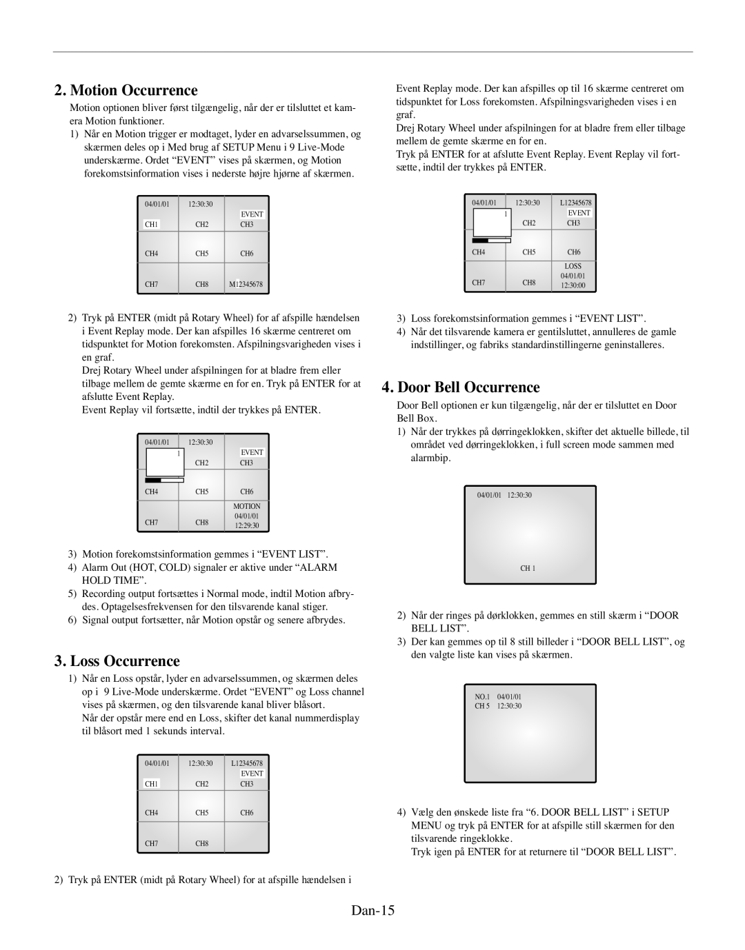 Samsung SMO-150TRP, SMO-150MP/UMG manual Motion Occurrence, Dan-15 