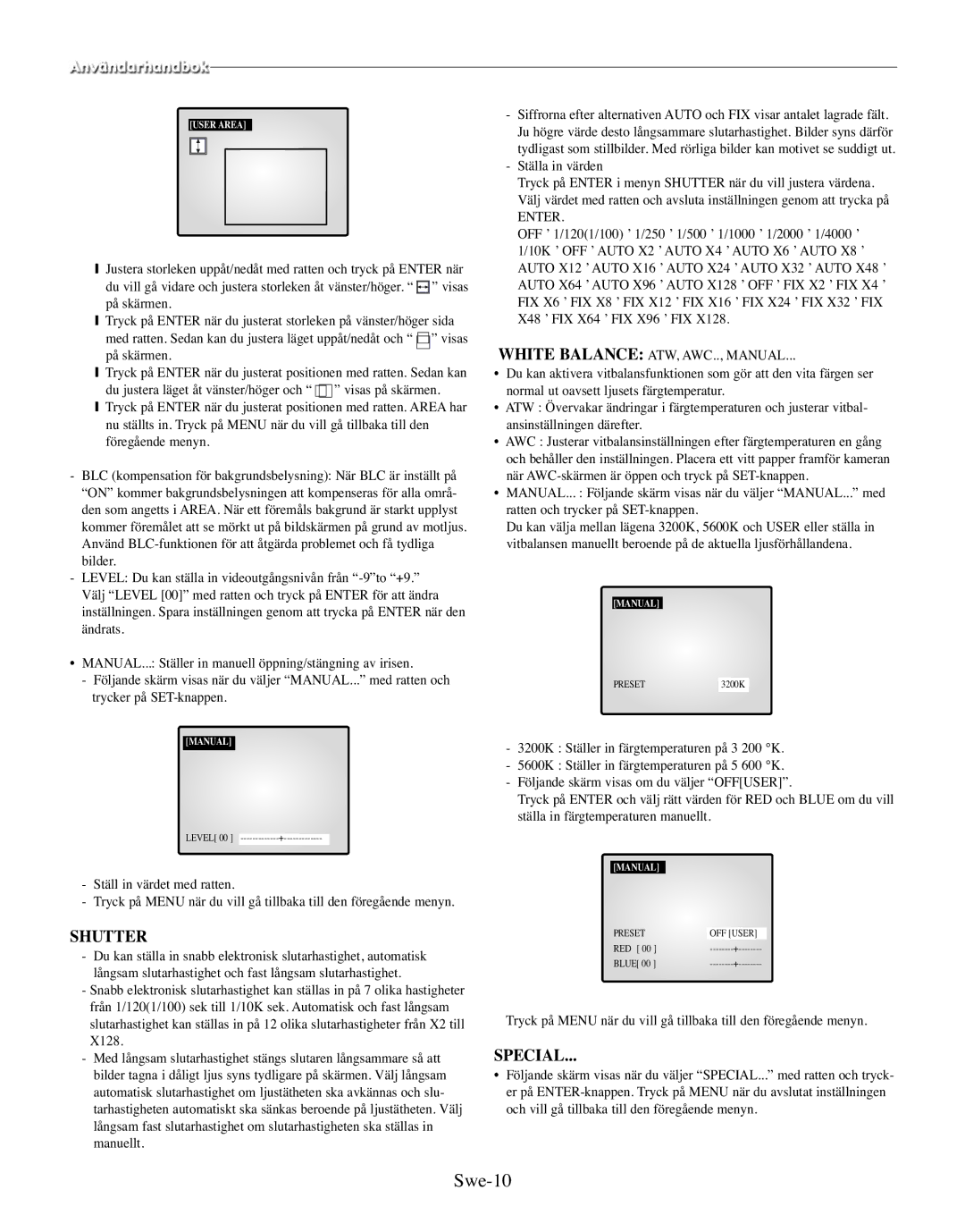 Samsung SMO-150TRP, SMO-150MP/UMG manual Swe-10, Ställa in värden 