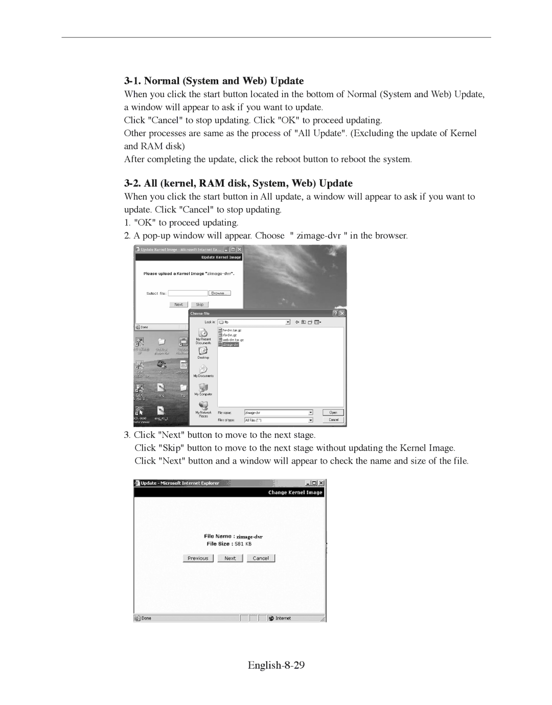 Samsung SMO-210DN manual Normal System and Web Update, All kernel, RAM disk, System, Web Update, English-8-29 