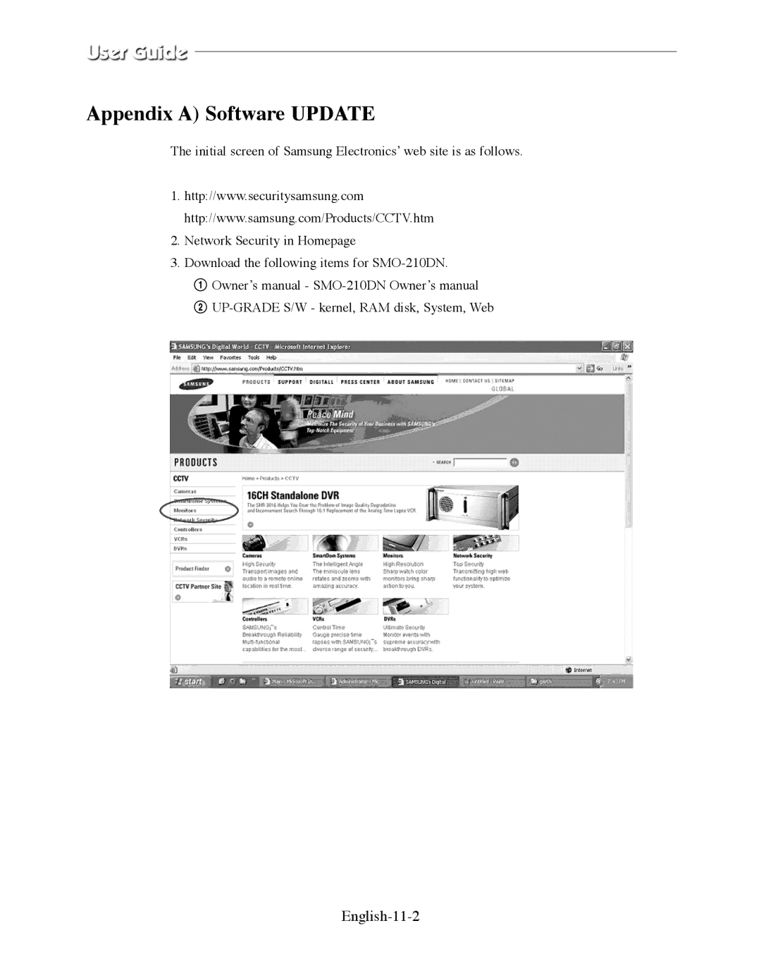 Samsung SMO-210DN manual Appendix a Software Update, English-11-2 