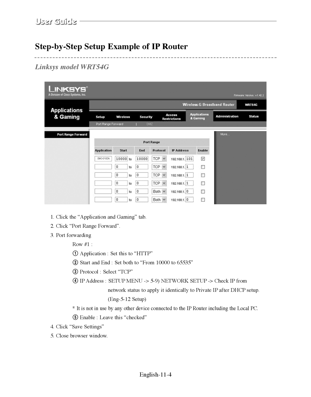 Samsung SMO-210DN manual Step-by-Step Setup Example of IP Router, English-11-4 