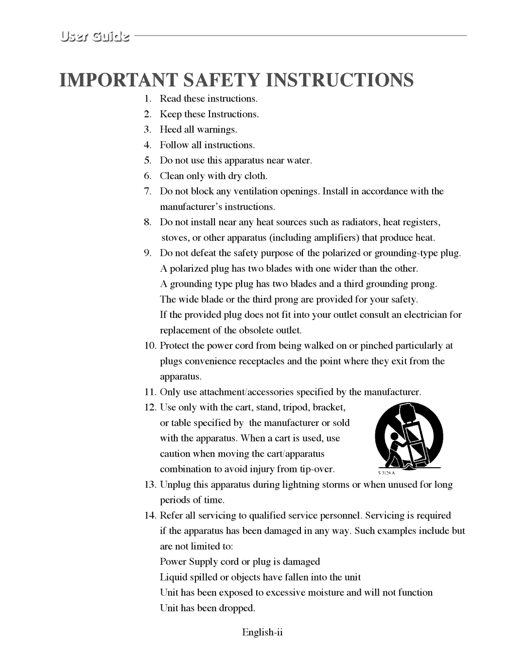 Samsung SMO-210DN manual Important Safety Instructions 