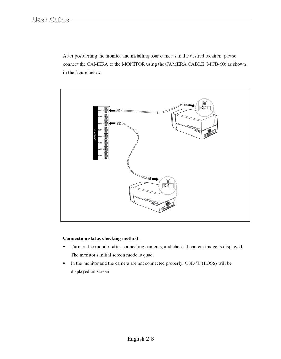 Samsung SMO-210DN manual English-2-8, Connection status checking method 