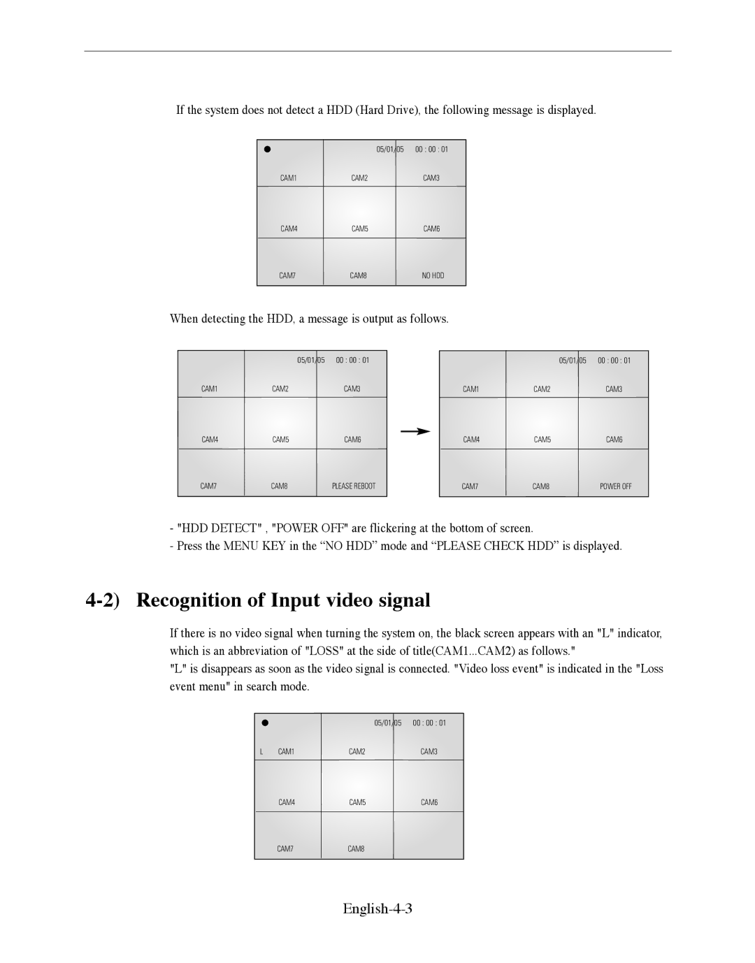 Samsung SMO-210DN manual Recognition of Input video signal, English-4-3 