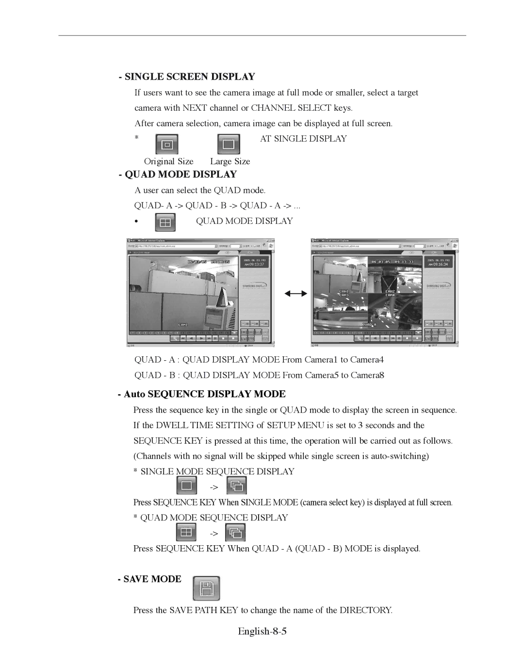 Samsung SMO-210DN manual Auto Sequence Display Mode, English-8-5 