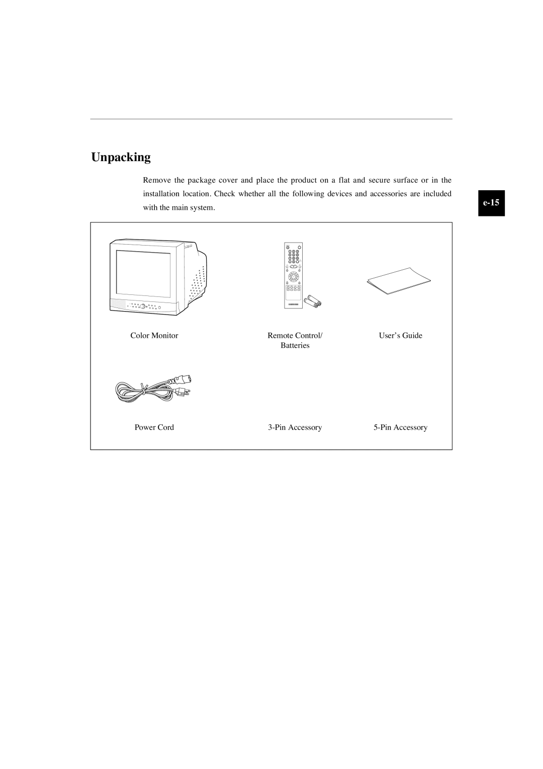 Samsung SMO-150TP, SMO-210TP manual Unpacking 