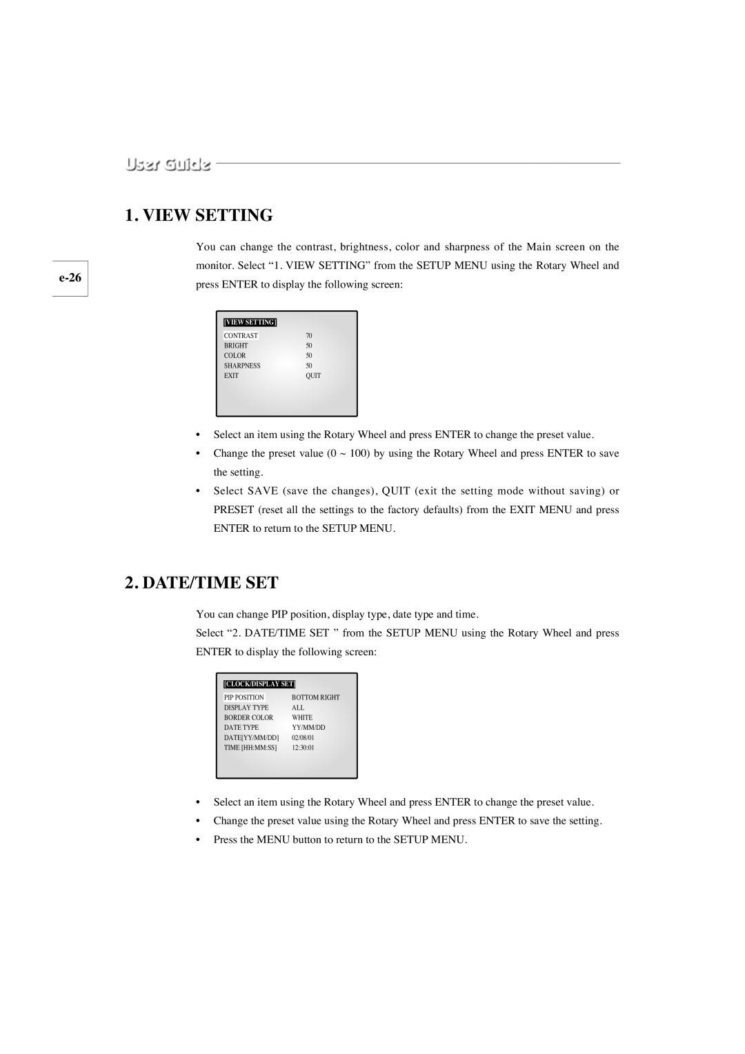 Samsung SMO-210TP, SMO-150TP manual View Setting 