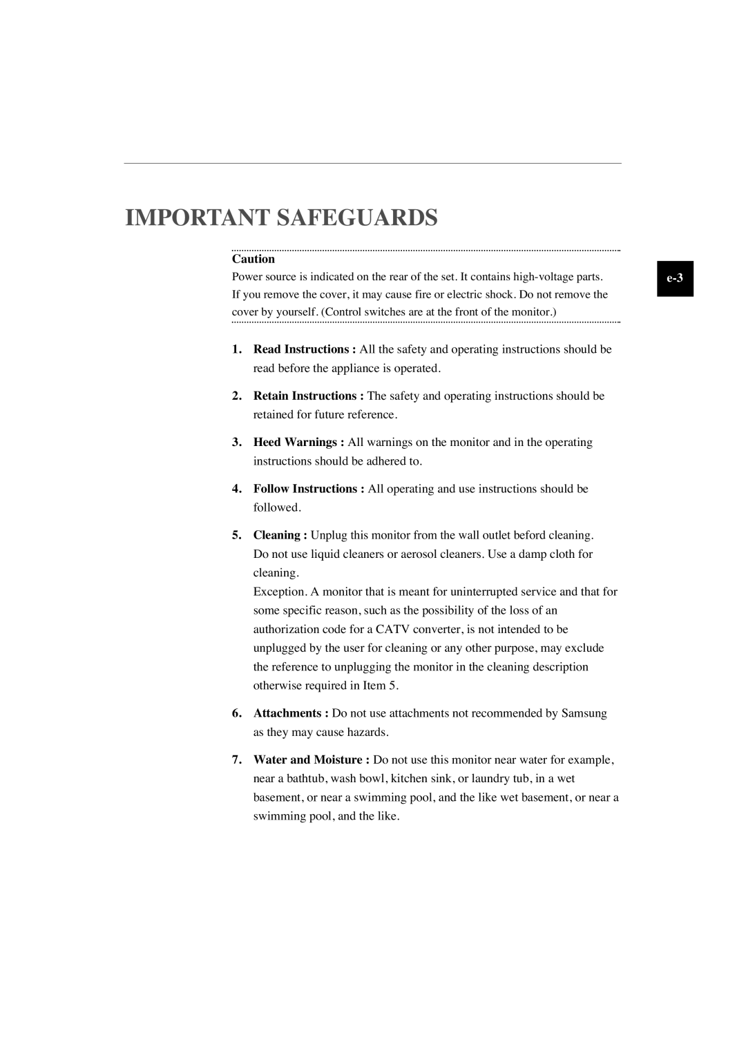 Samsung SMO-150TP, SMO-210TP manual Important Safeguards 