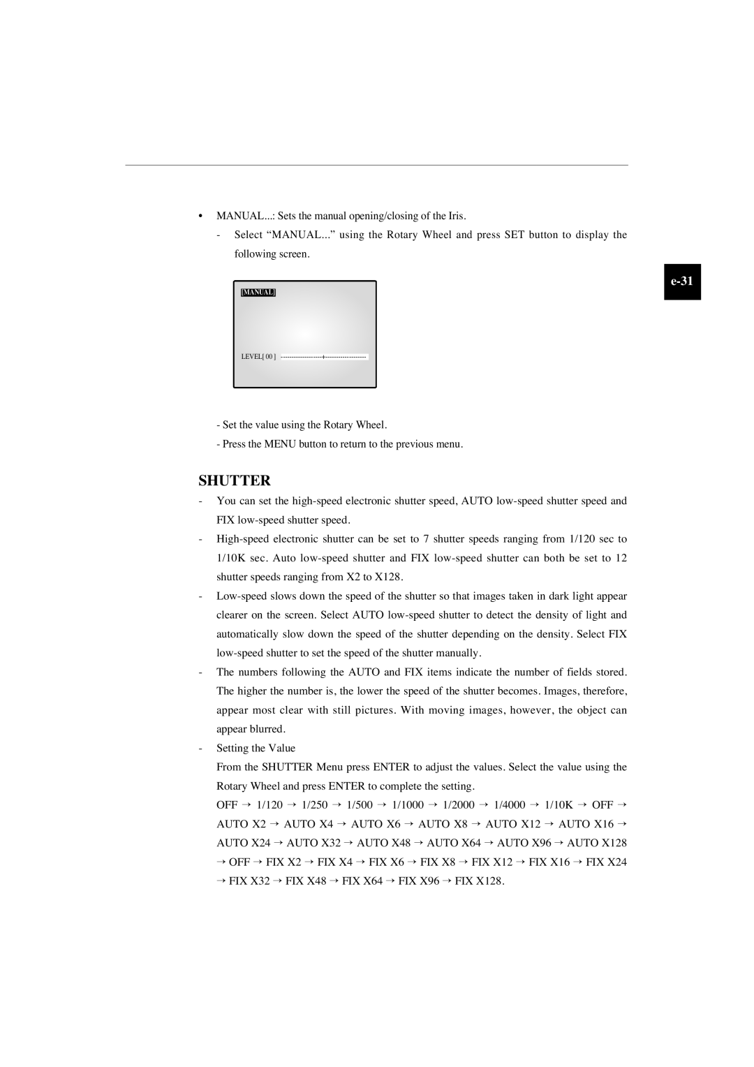 Samsung SMO-150TP, SMO-210TP manual Shutter 