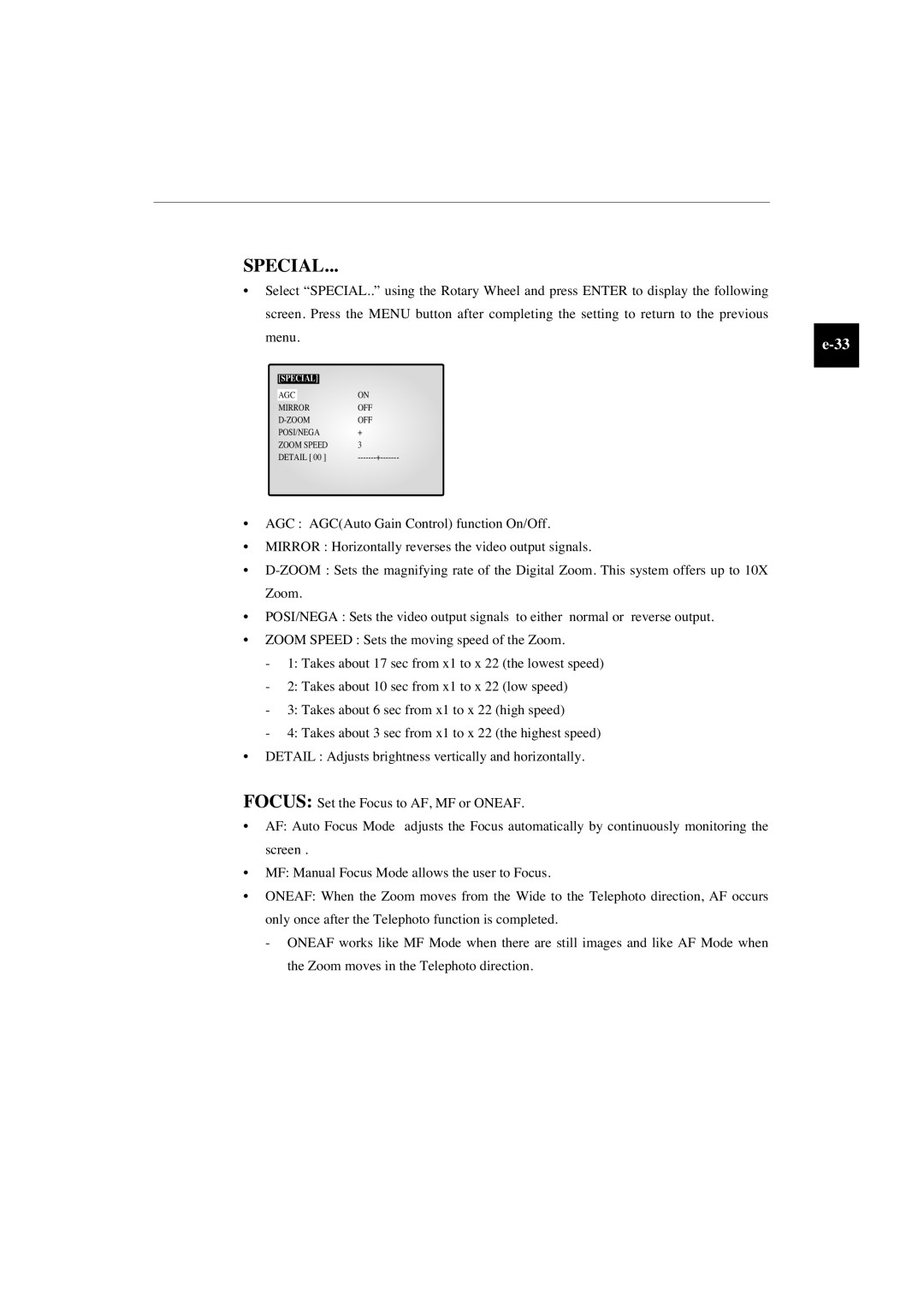 Samsung SMO-150TP, SMO-210TP manual Special 