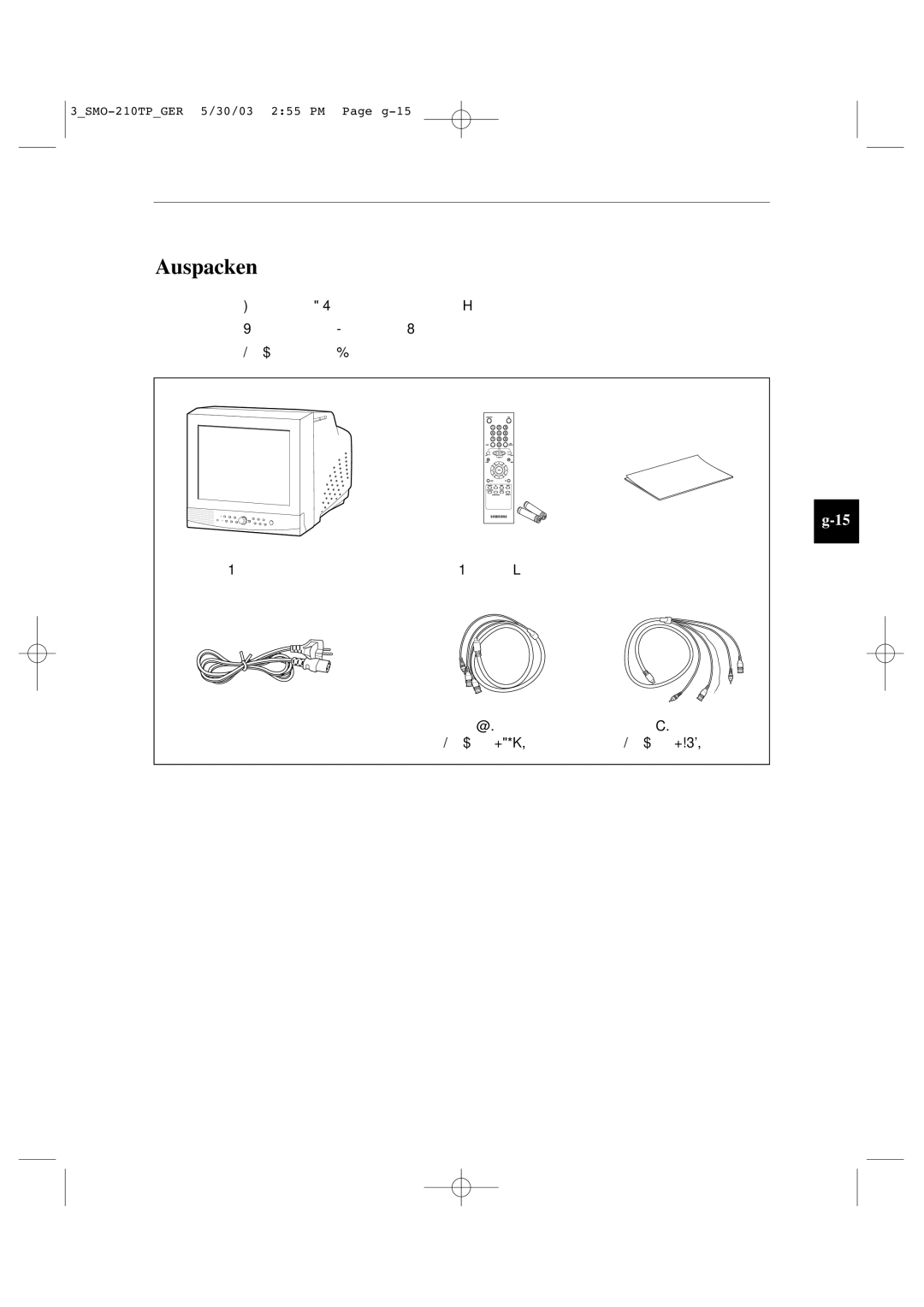 Samsung SMO-210TP manual Auspacken 