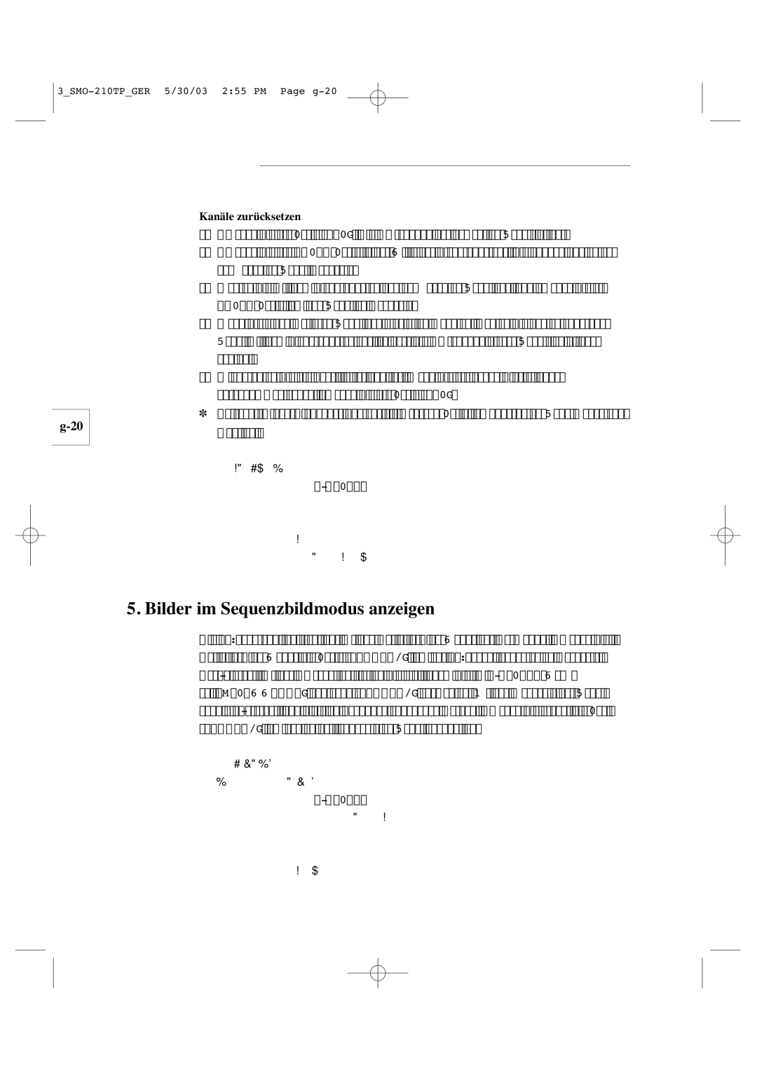 Samsung SMO-210TP manual Bilder im Sequenzbildmodus anzeigen, Kanäle zurücksetzen 