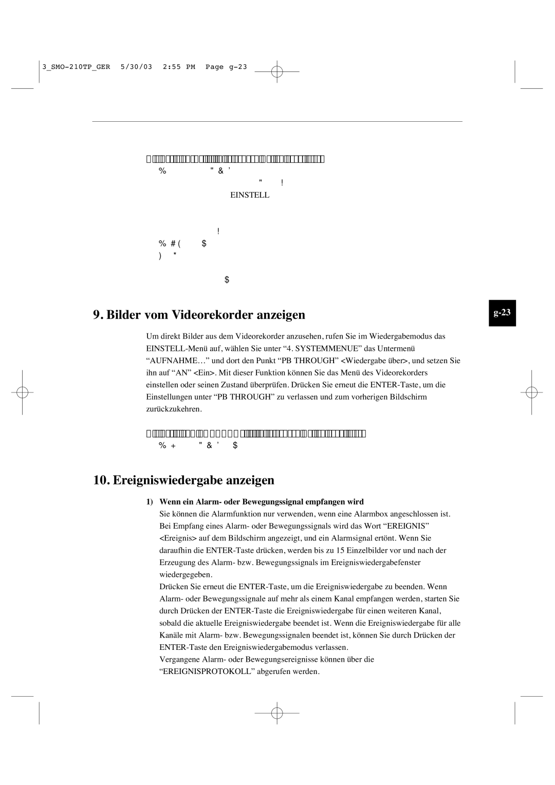 Samsung SMO-210TP manual Ereigniswiedergabe anzeigen, Die Taste PIP ist in folgenden Fällen deaktiviert 