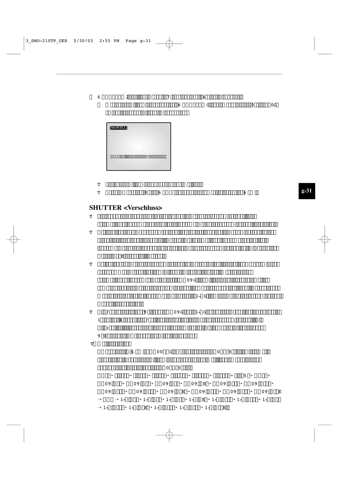 Samsung SMO-210TP manual Shutter Verschluss 