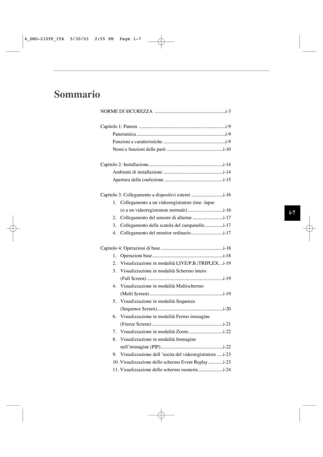 Samsung SMO-210TP manual Sommario 