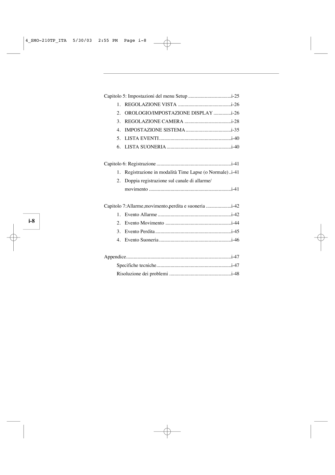 Samsung SMO-210TP manual Specifiche tecniche Risoluzione dei problemi 