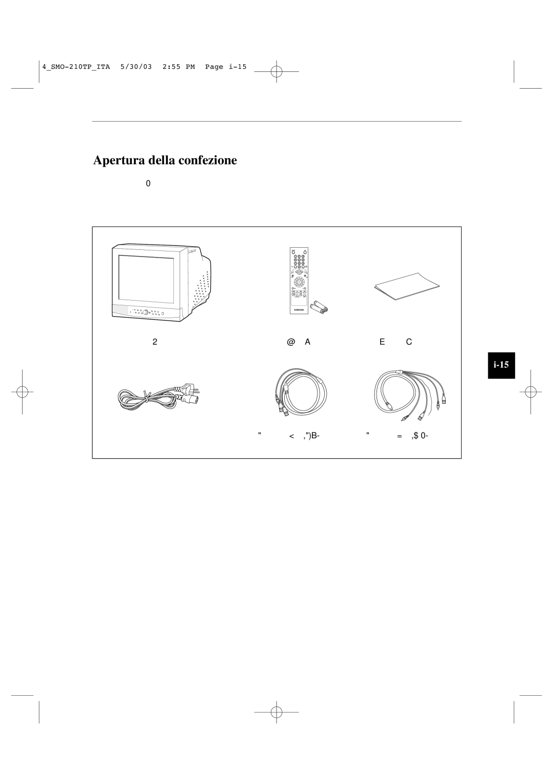 Samsung SMO-210TP manual Apertura della confezione 