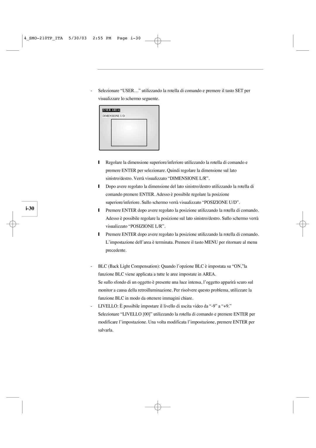 Samsung SMO-210TP manual Dimensione U/D 