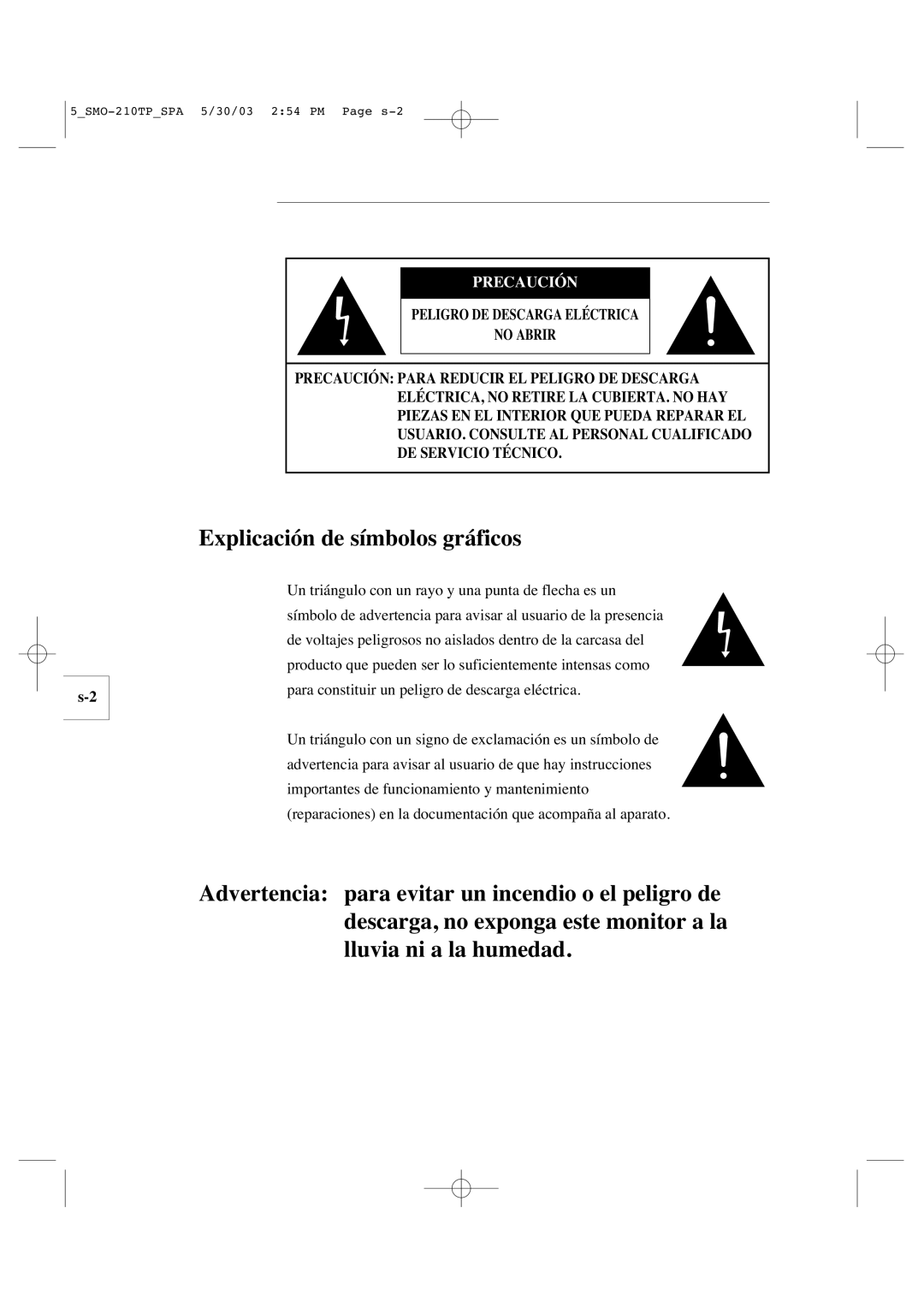 Samsung SMO-210TP manual Explicación de símbolos gráficos 