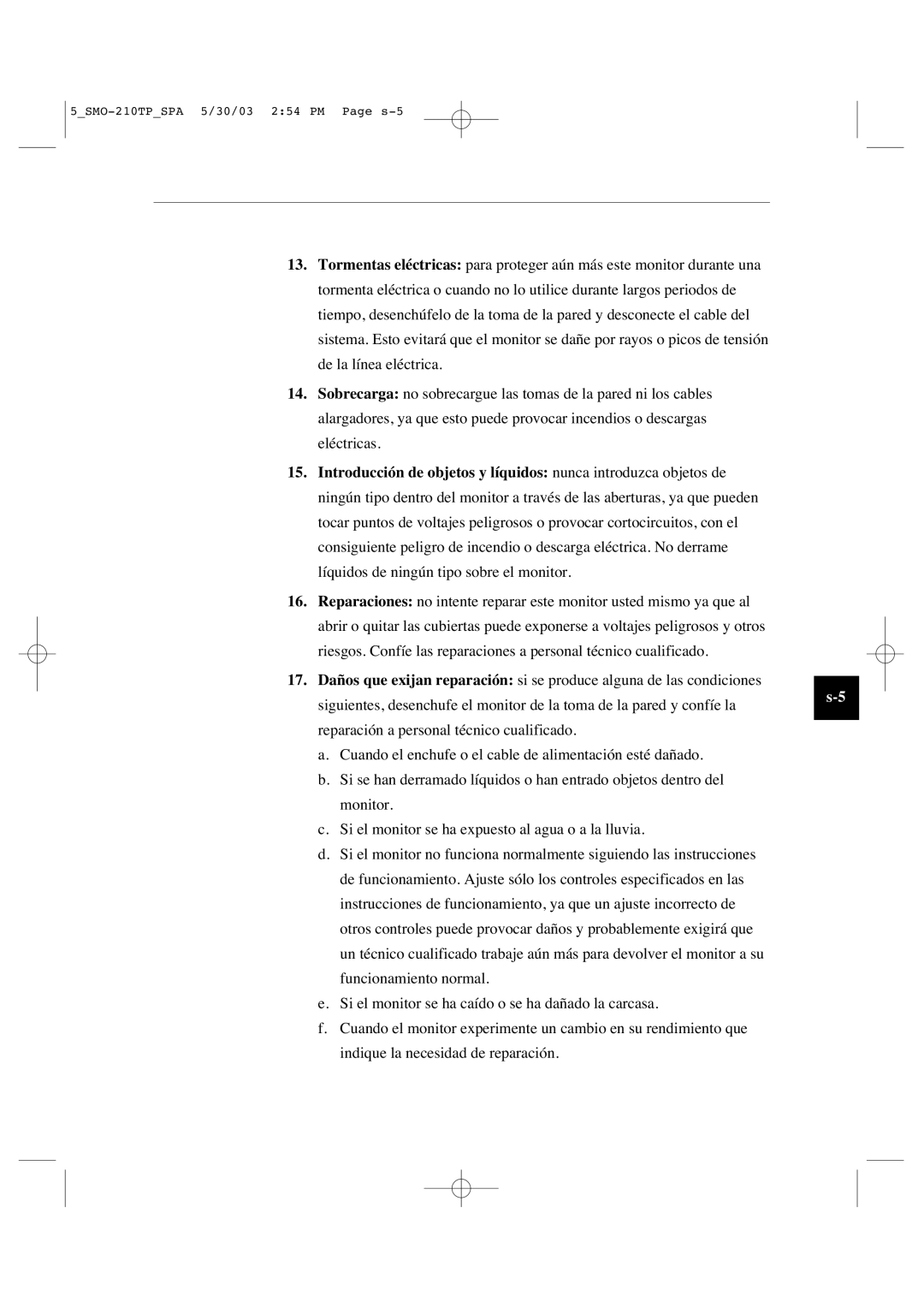 Samsung manual 5SMO-210TPSPA 5/30/03 254 PM Page s-5 