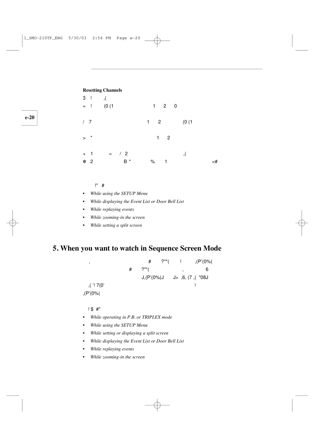 Samsung SMO-210TP manual When you want to watch in Sequence Screen Mode, Resetting Channels 