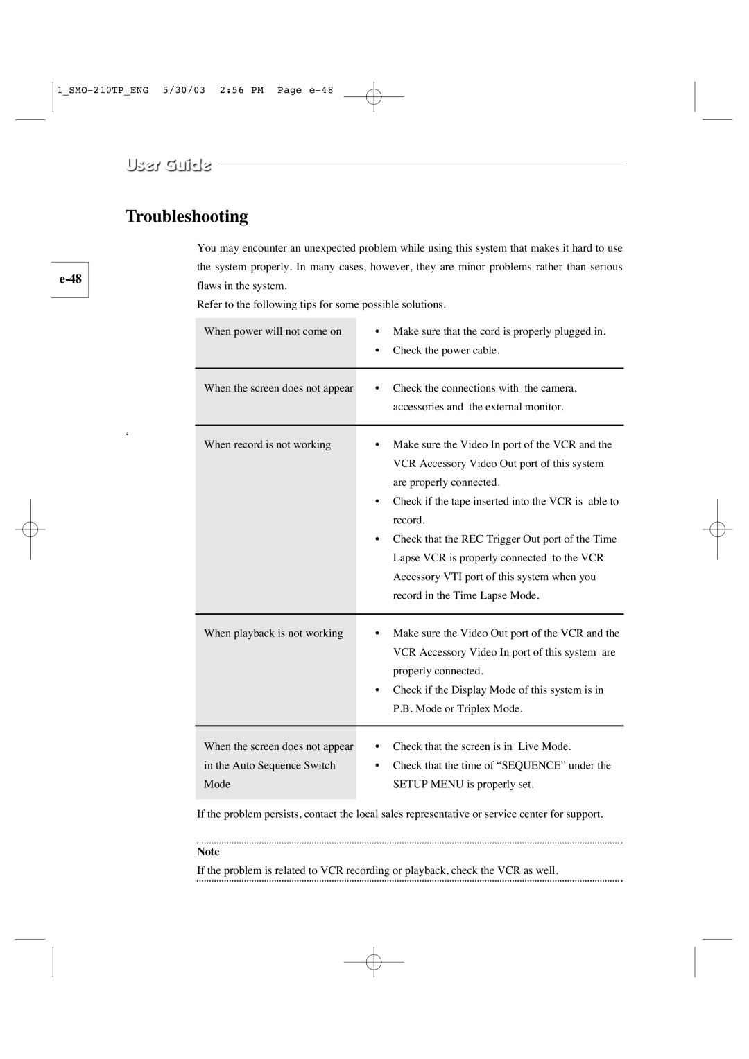 Samsung SMO-210TP manual Troubleshooting 