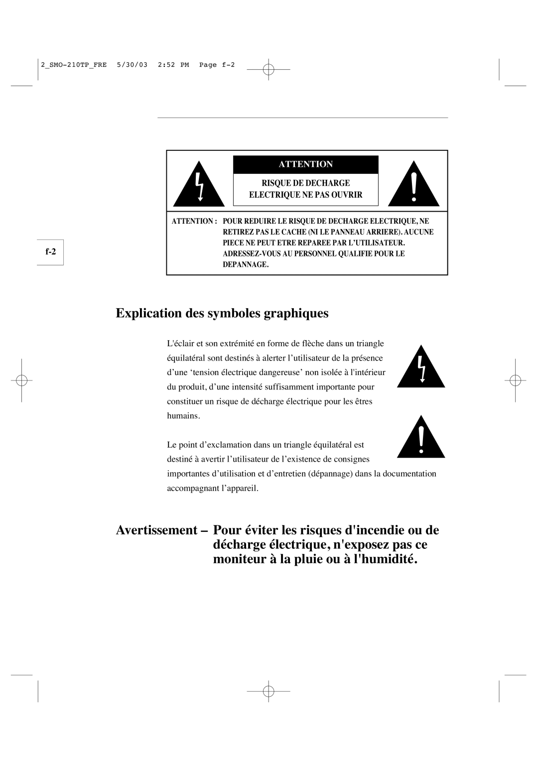 Samsung SMO-210TP manual Explication des symboles graphiques 