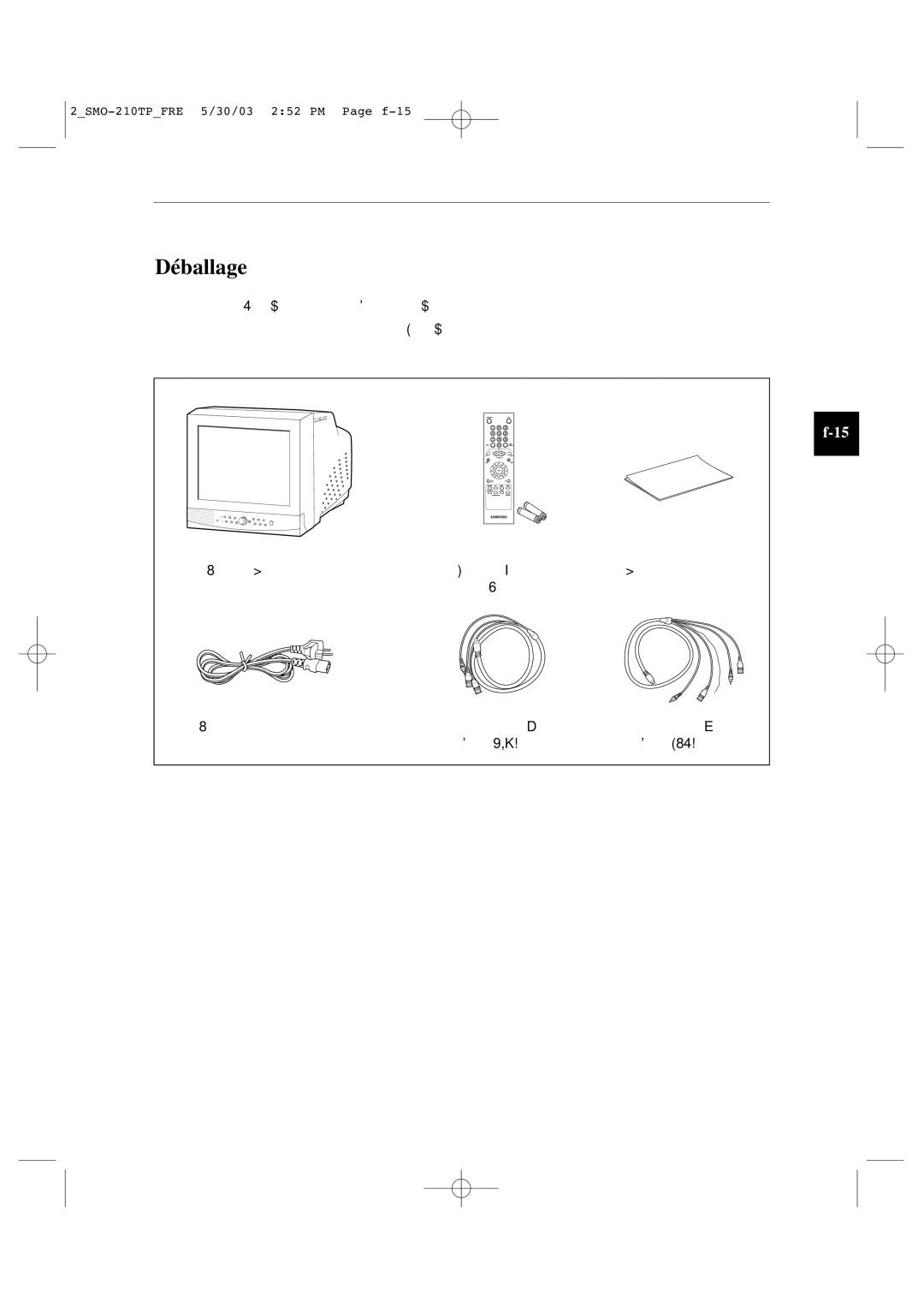 Samsung SMO-210TP manual Déballage 