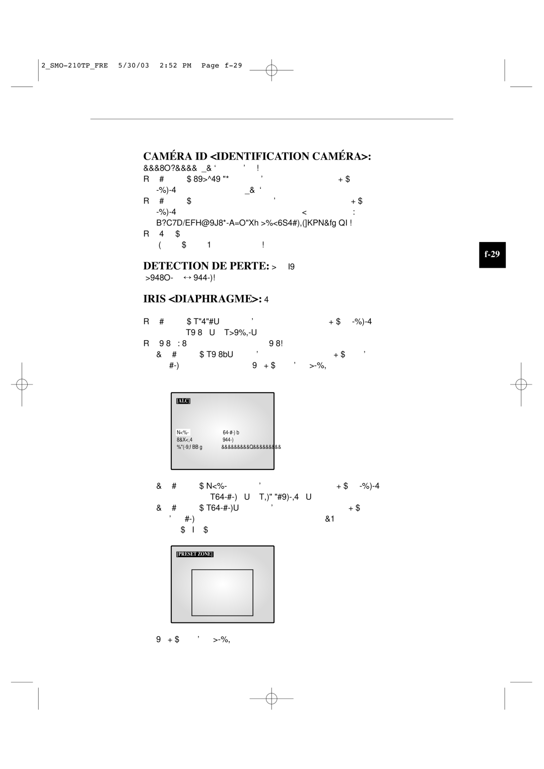 Samsung SMO-210TP manual Caméra ID Identification Caméra 