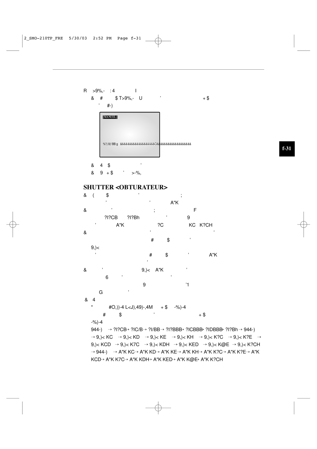 Samsung SMO-210TP manual Shutter Obturateur 